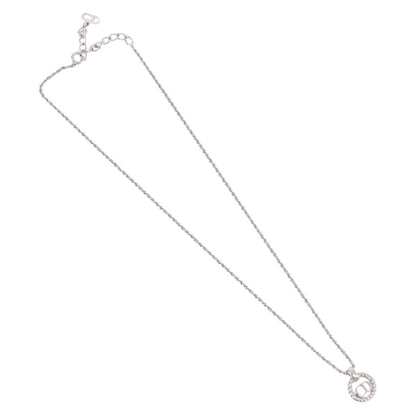 Christian Dior VIntage Circle Pendant Metal, Silver, Metal, Necklace