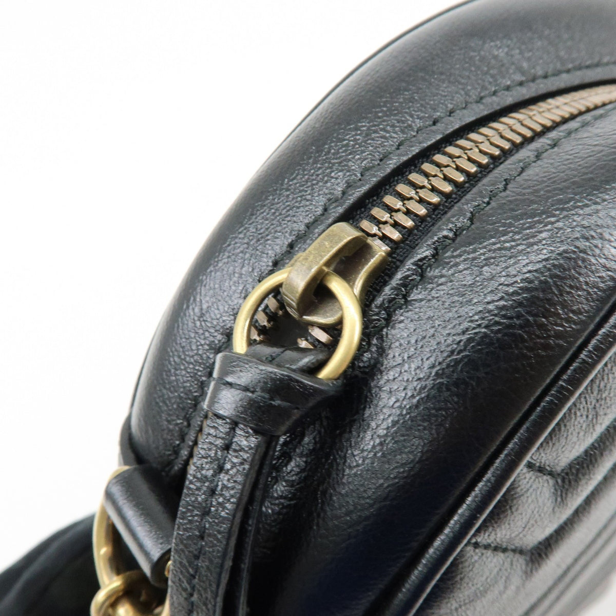 Gucci GG Marmont Round Matelasse Leather, Black, Leather, Shoulder Bag