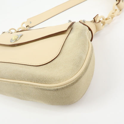 Salvatore Ferragamo Gancini Suede, Beige, Suede, Crossbody Bag