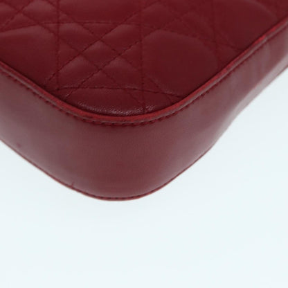 Christian Dior Lady Dior Zip Pochette Cannage Quilt Lambskin, Red, Leather, Clutch