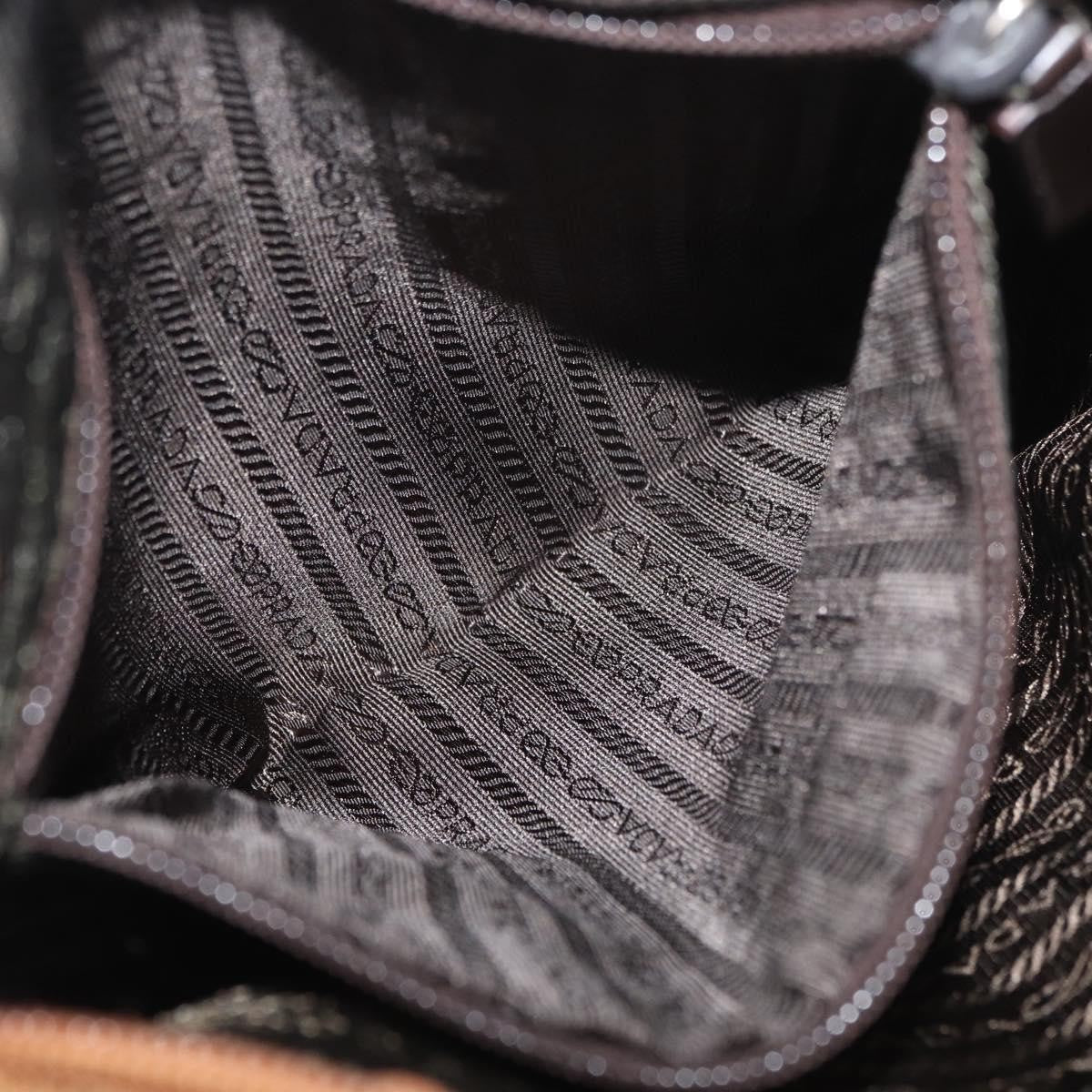Prada Convertible Open Tweed, Brown, Canvas, Tote Bag
