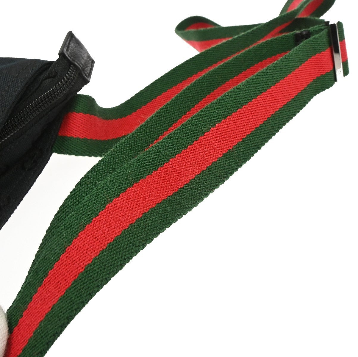 Gucci Web Strap Zip Messenger GG Canvas and leather, Black, Canvas, Shoulder Bag