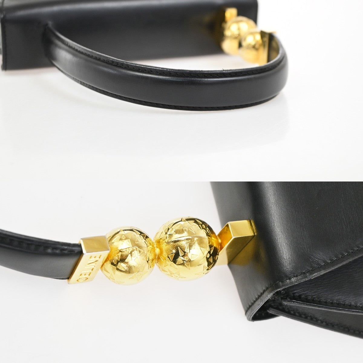 Celine Vintage Leather, Black, Leather, Shoulder Bag