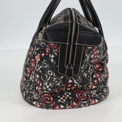 Chanel Optic Coco Bowler Printed Coated Canvas with Caviar, Black, Canvas, Handbag
