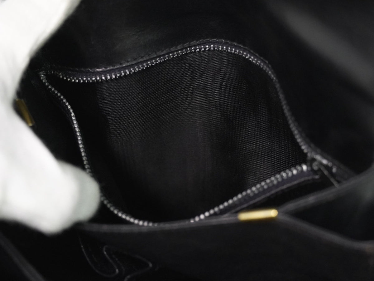 Celine Shoulder Leather, Black, Leather, Shoulder Bag