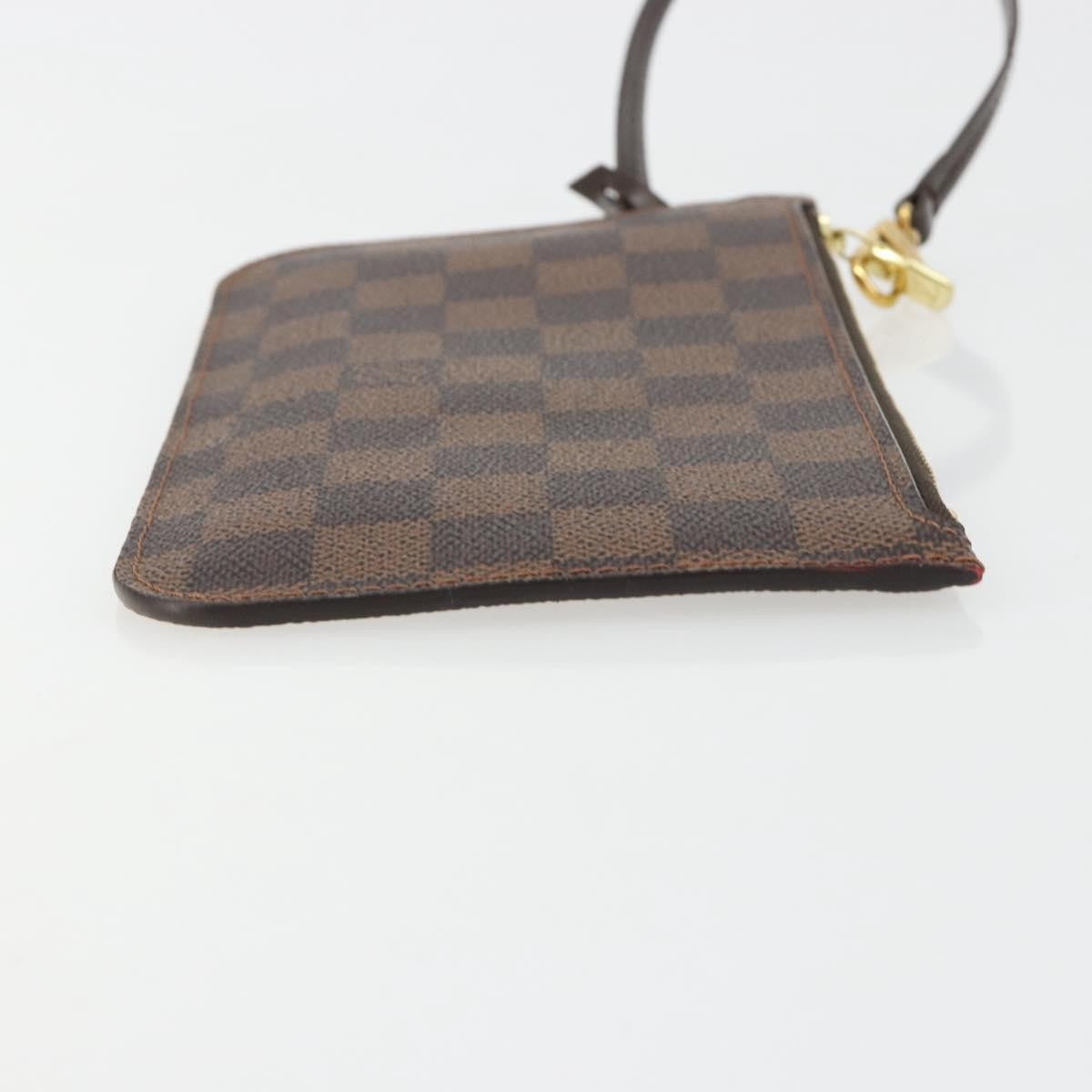 Louis Vuitton Neverfull Pochette Damier, Brown, Canvas, Clutch