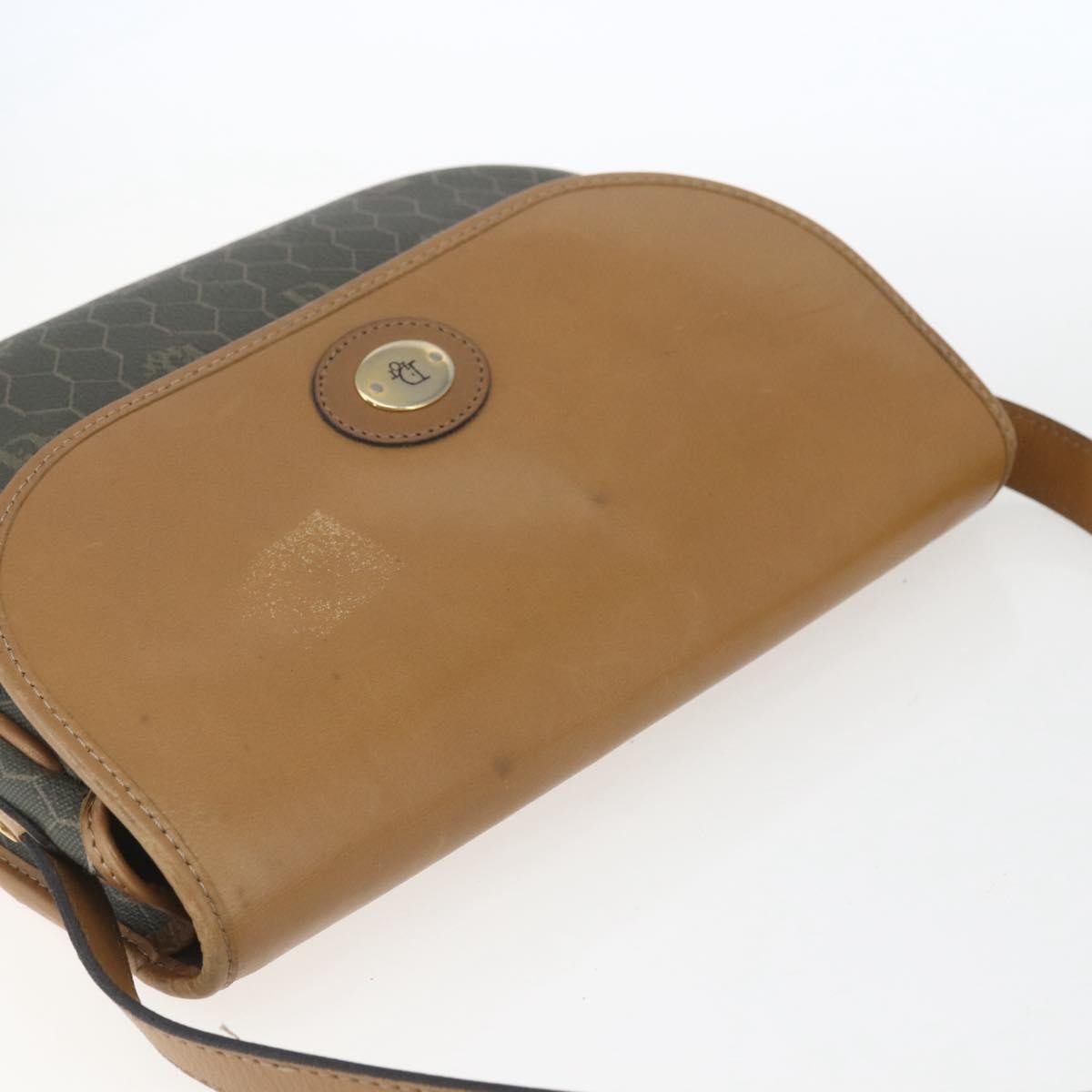 Christian Dior Vintage Honeycomb Flap Canvas and Leather, Khaki, Canvas, Shoulder Bag