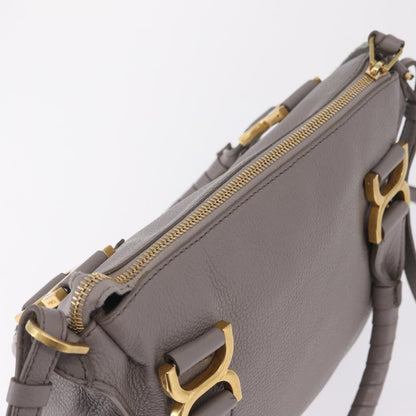 Chloe Marcie Satchel Leather, Gray, Leather, Handbag