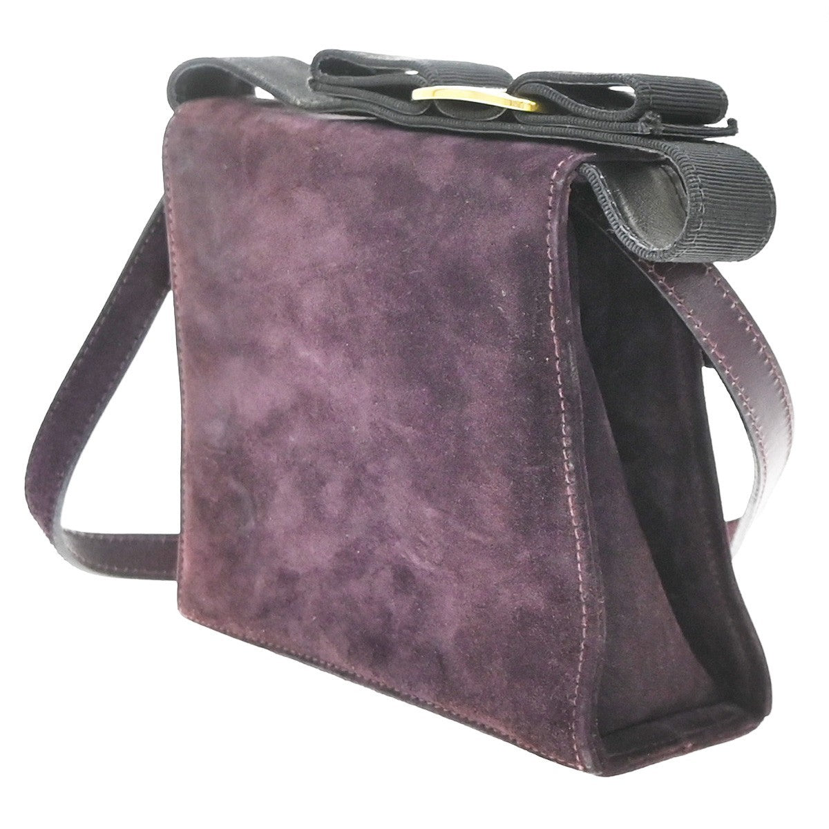 Salvatore Ferragamo Vintage Vara Bow Handle Shoulder Suede, Purple, Suede, Handbag