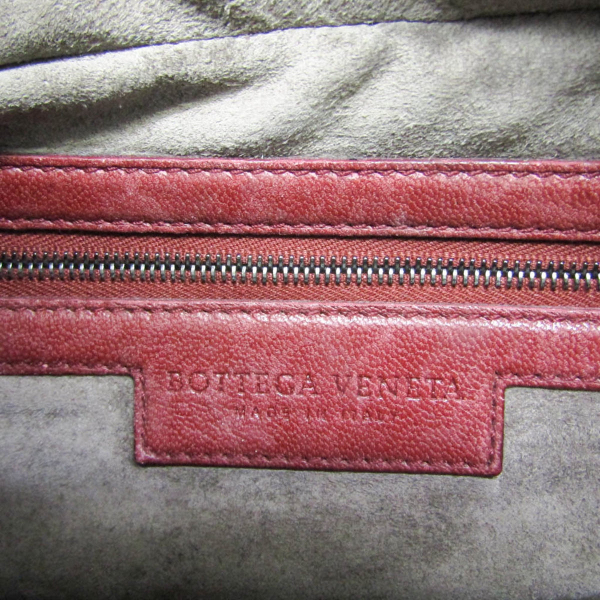 Bottega Veneta Zip Boston Intrecciato Nappa, Red, Leather, Handbag