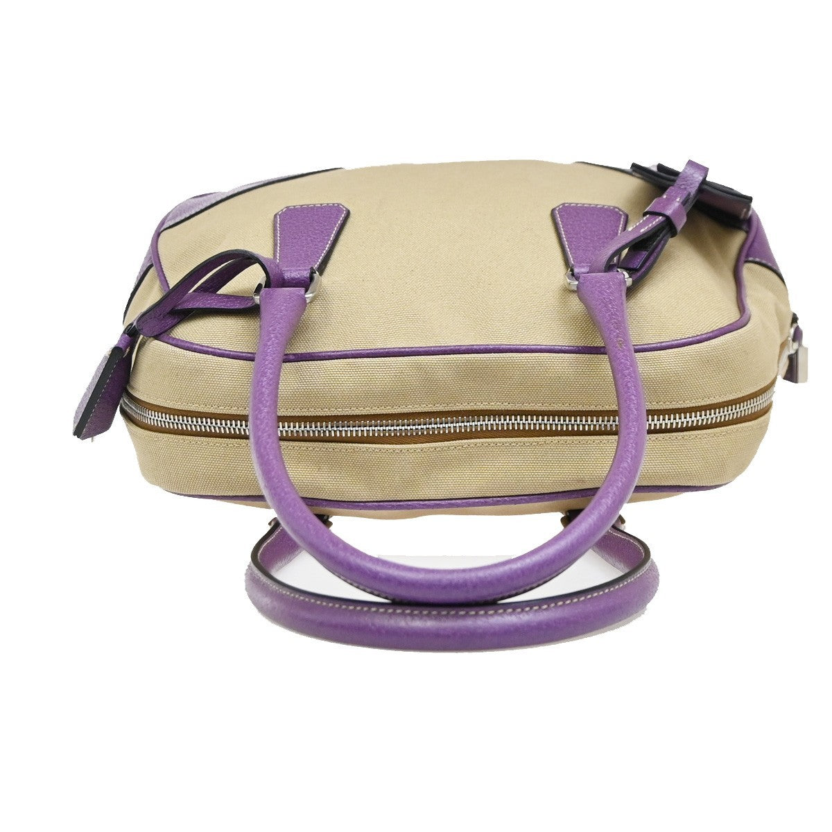 Prada Bowler Canvas with Leather, Beige, Canvas, Shoulder Bag