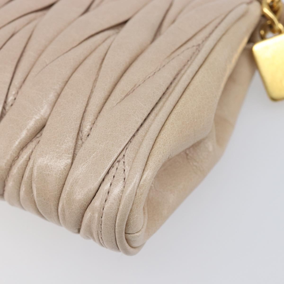 Miu Miu Zip Wristlet Matelasse Leather, Beige, Leather, Clutch