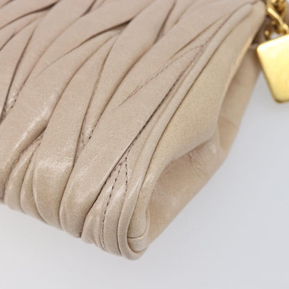 Miu Miu Zip Wristlet Matelasse Leather, Beige, Leather, Clutch