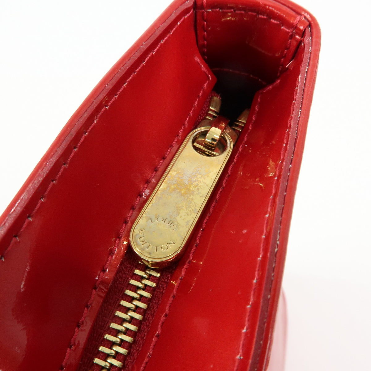 Louis Vuitton Brentwood Monogram Vernis, Red, Patent Leather, Handbag
