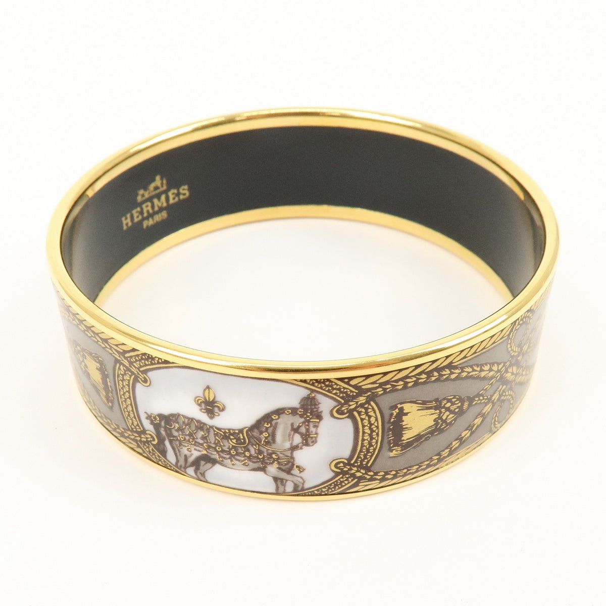 Hermes Bangle Printed Enamel, Multicolour, Gold Plated, Bracelet