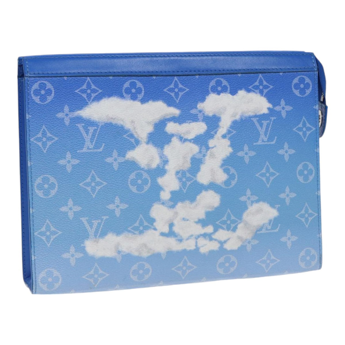 Louis Vuitton Pochette voyage, Blue, Canvas, clutch