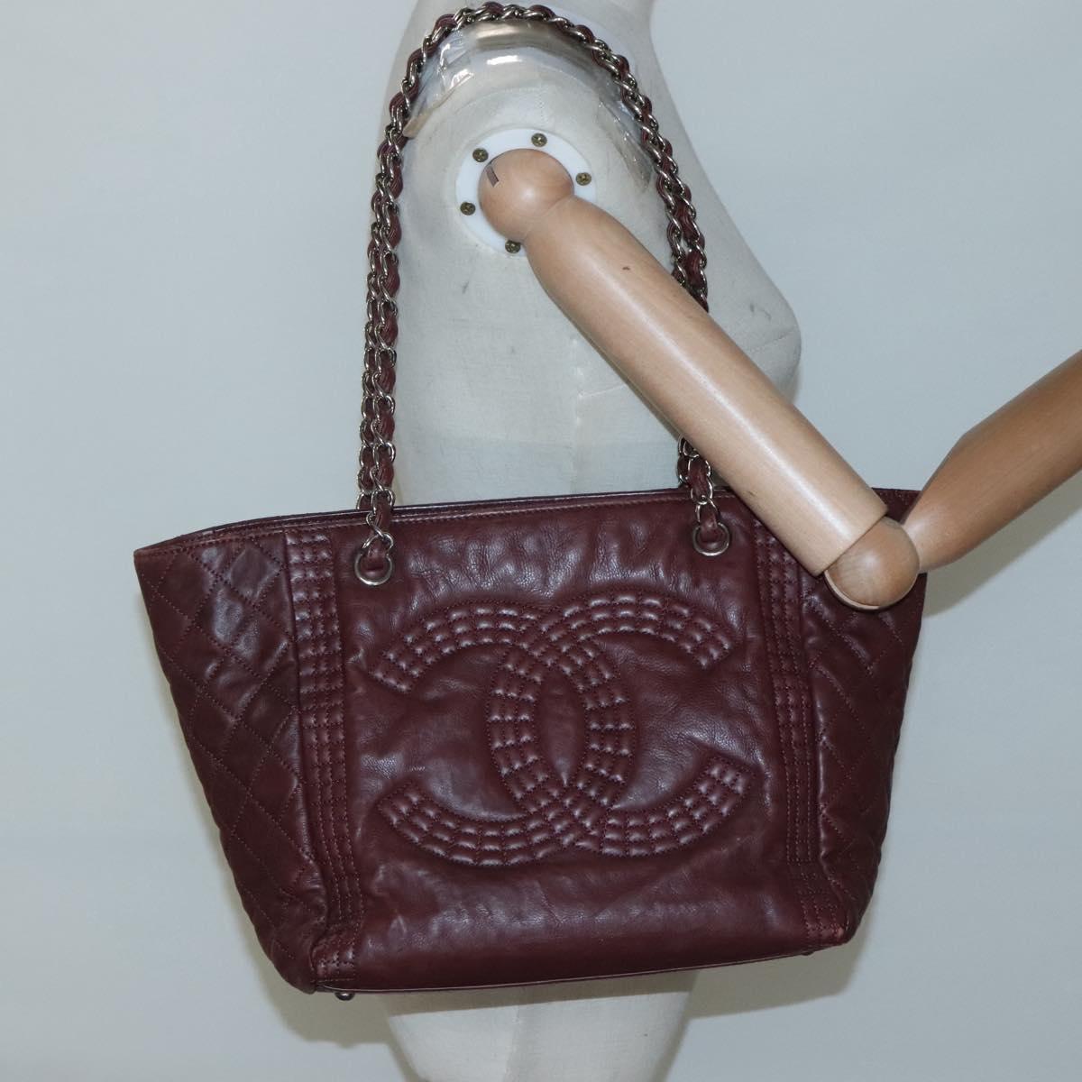Chanel Grand Shopping, Burgundy, Leather, tote