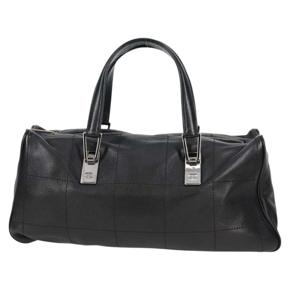 Chanel Chocolate bar, Black, Leather, handbag