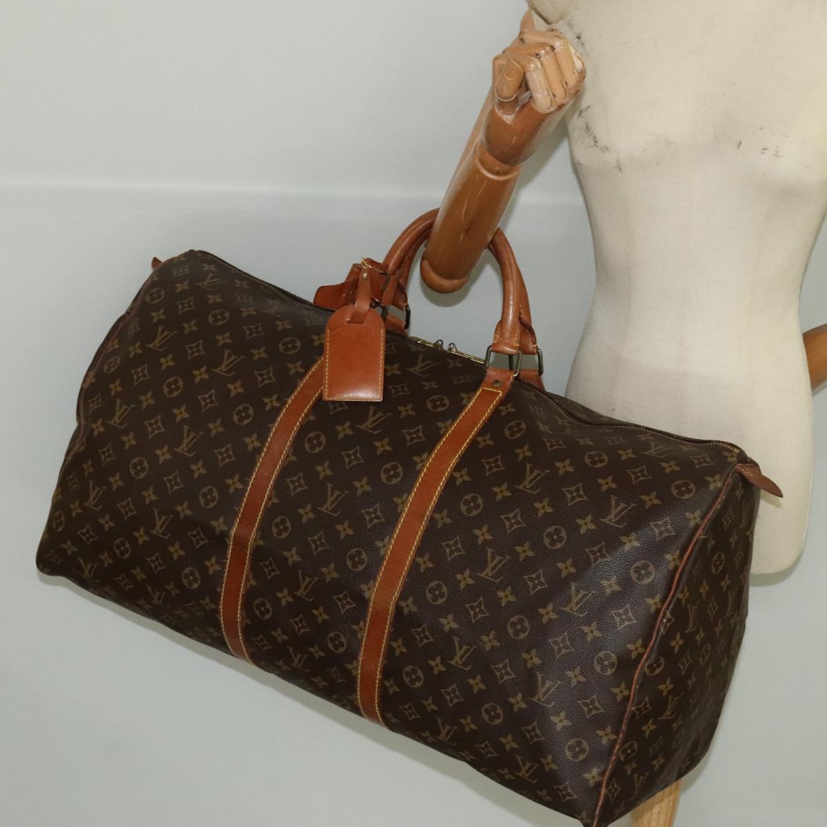 Louis Vuitton Keepall 60, Brown, Canvas, travel