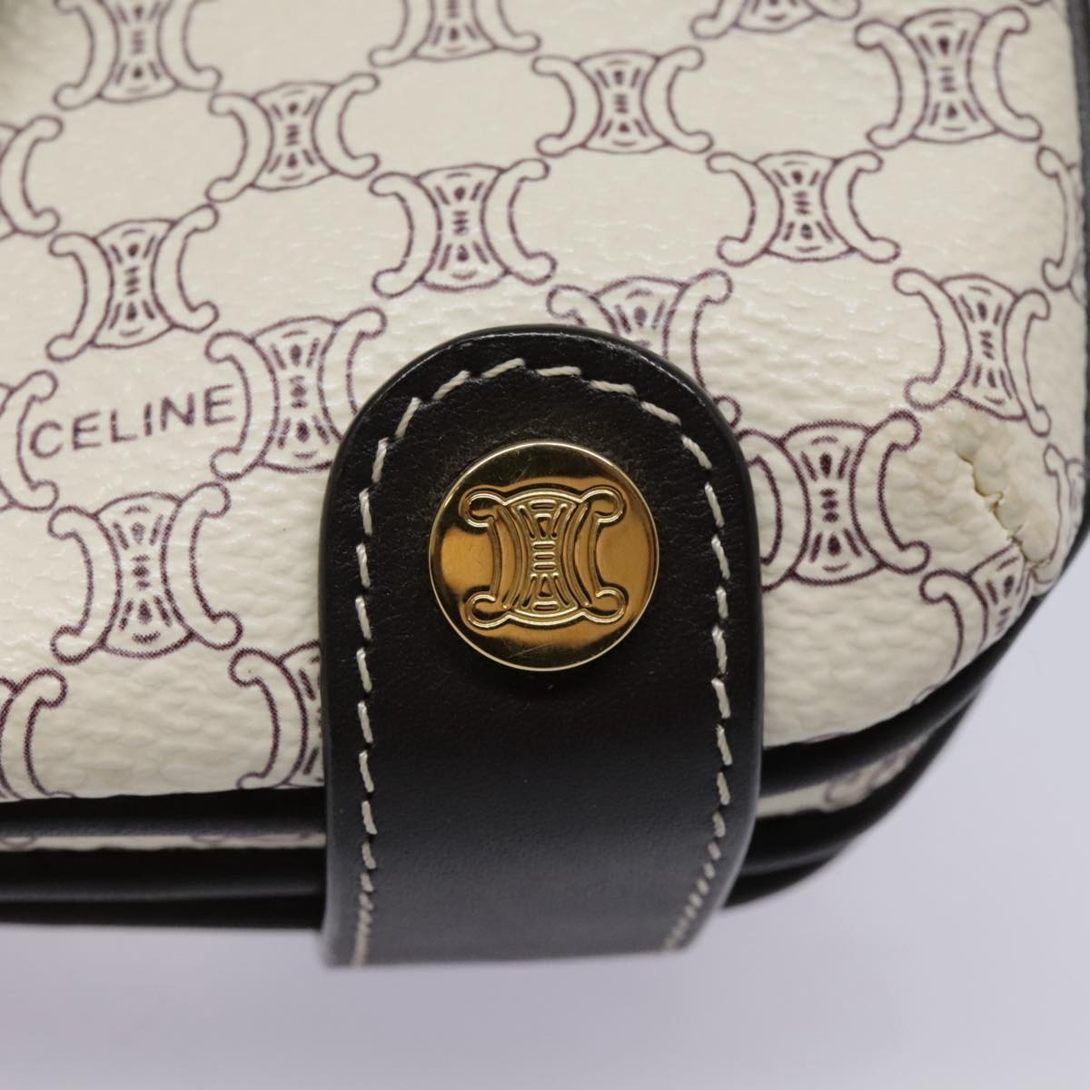 Céline Triomphe, White, Leather, clutch