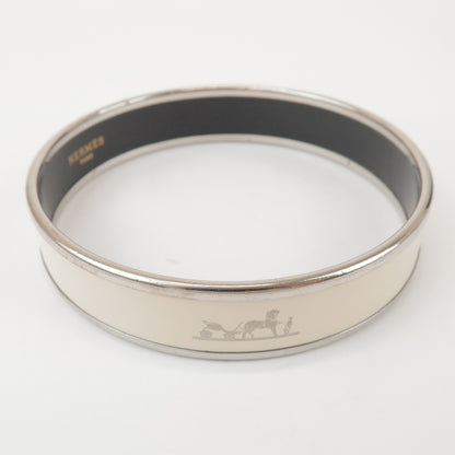 Hermes Caleche Bangle Enamel, Silver, Silver Plated, Bracelet