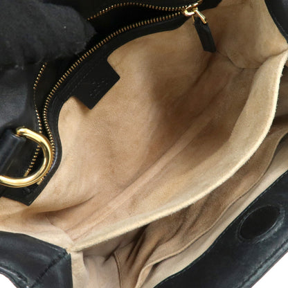Gucci Sylvie Top Handle Leather, Black, Leather, Handbag