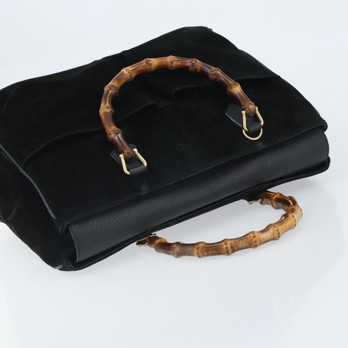 Gucci Bamboo Suede, Black, Suede, Tote Bag