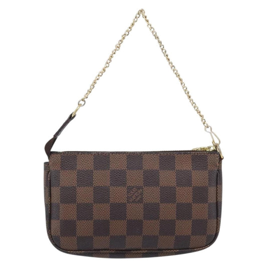Louis Vuitton Pochette Accessoires Damier Ebene, Brown, Canvas, Clutch