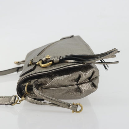 Salvatore Ferragamo Gancini Leather, Silver, Leather, Shoulder Bag