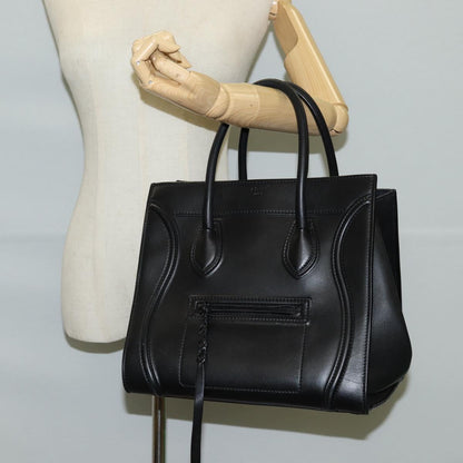 Céline Luggage Phantom, Black, Leather, tote