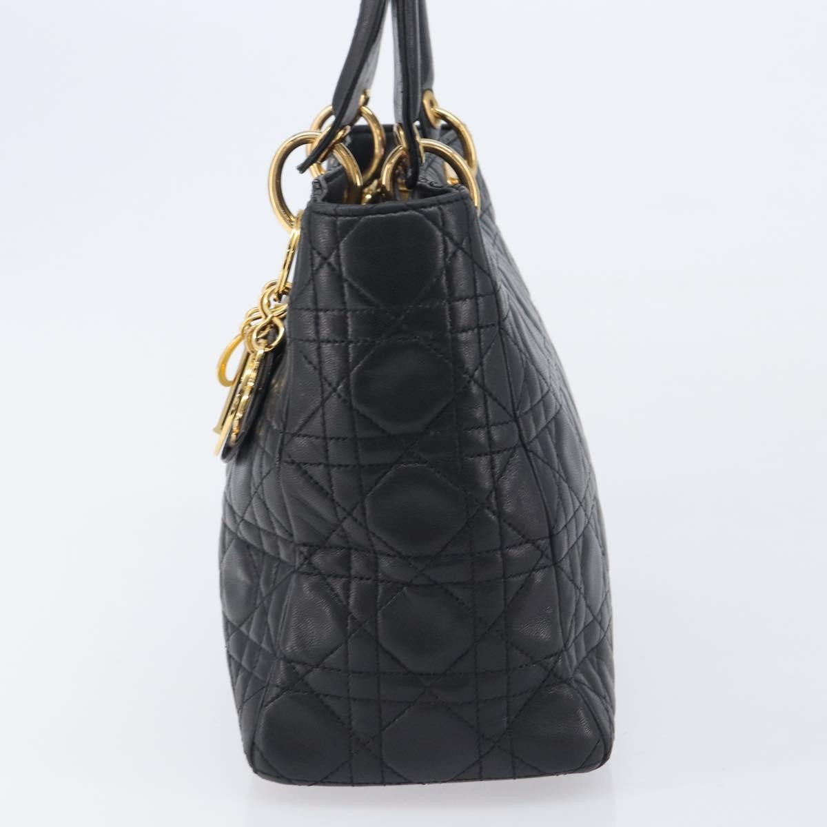 Christian Dior Vintage Lady Dior Cannage Quilt Lambskin, Black, Leather, Handbag