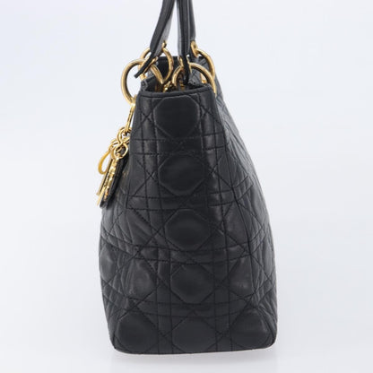 Christian Dior Vintage Lady Dior Cannage Quilt Lambskin, Black, Leather, Handbag