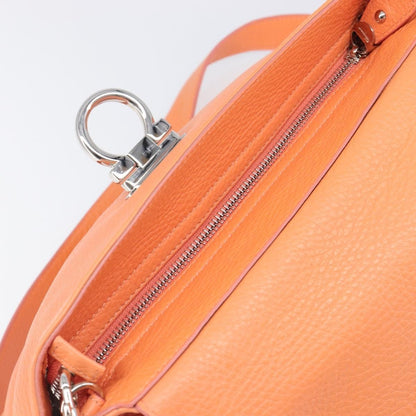 Salvatore Ferragamo Sofia Satchel Leather, Orange, Leather, Handbag