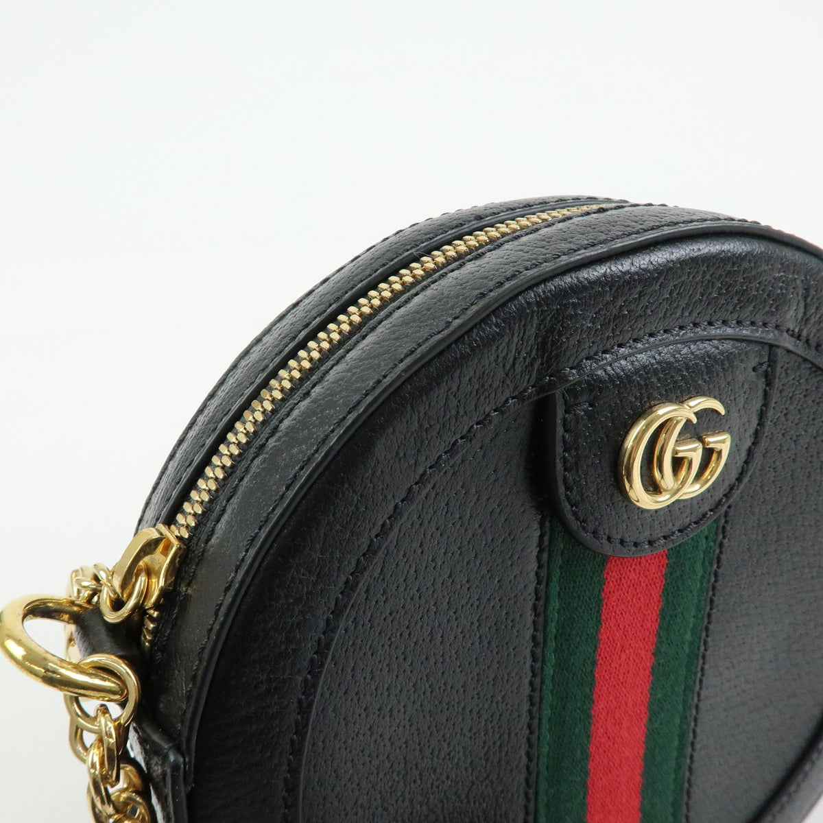 Gucci Ophidia Round Leather, Black, Leather, Shoulder Bag