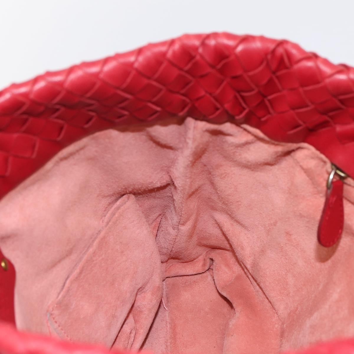 Bottega Veneta Belted Tote Intrecciato Nappa, Red, Leather, Tote Bag