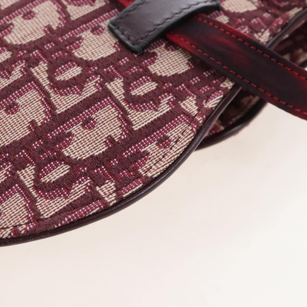 Christian Dior Saddle Belt Oblique Canvas, Burgundy, Canvas, Handbag