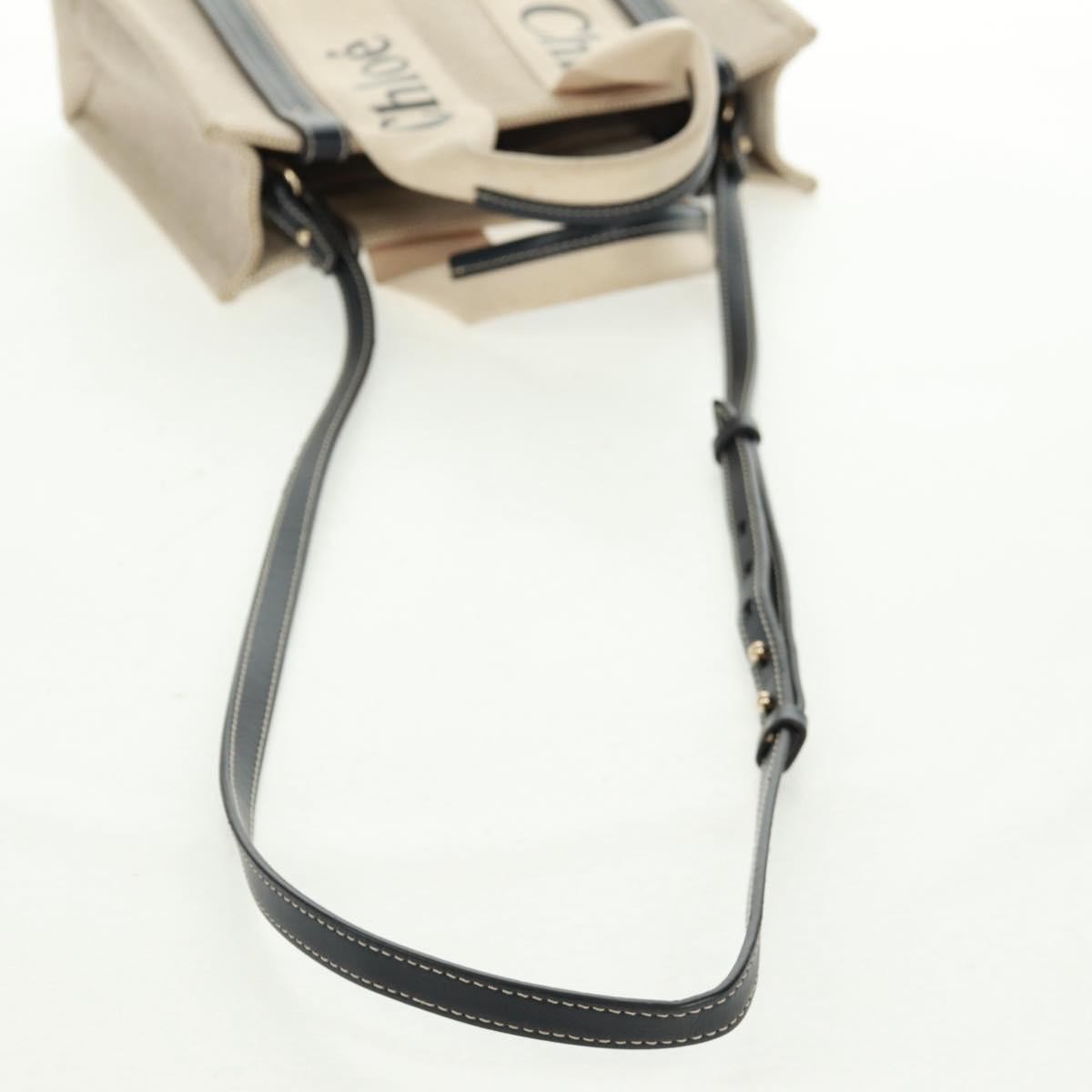 Chloe Woody Convertible Canvas with Leather, Beige, Canvas, Tote Bag