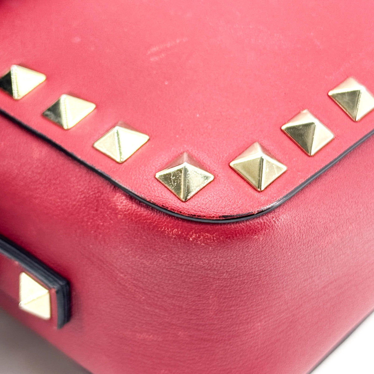 Valentino Garavani Rockstud Camera Leather, Red, Leather, Crossbody Bag