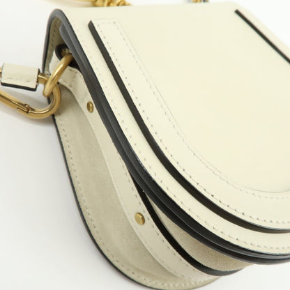 Chloe Nile Studded Suede and Leather, White, Leather, Crossbody Bag