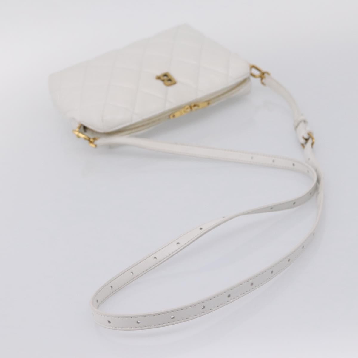 Balenciaga Touch B. Camera Quilted Leather, White, Leather, Handbag