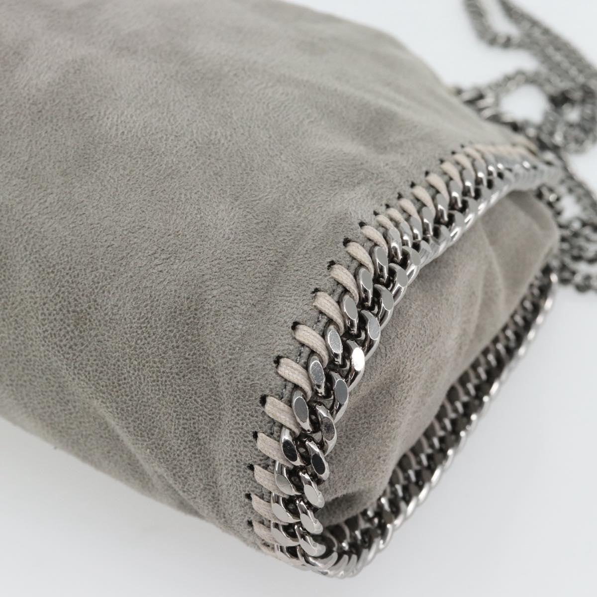 Stella McCartney Falabella Fold Over Shaggy Deer, Gray, Polyester, Shoulder Bag
