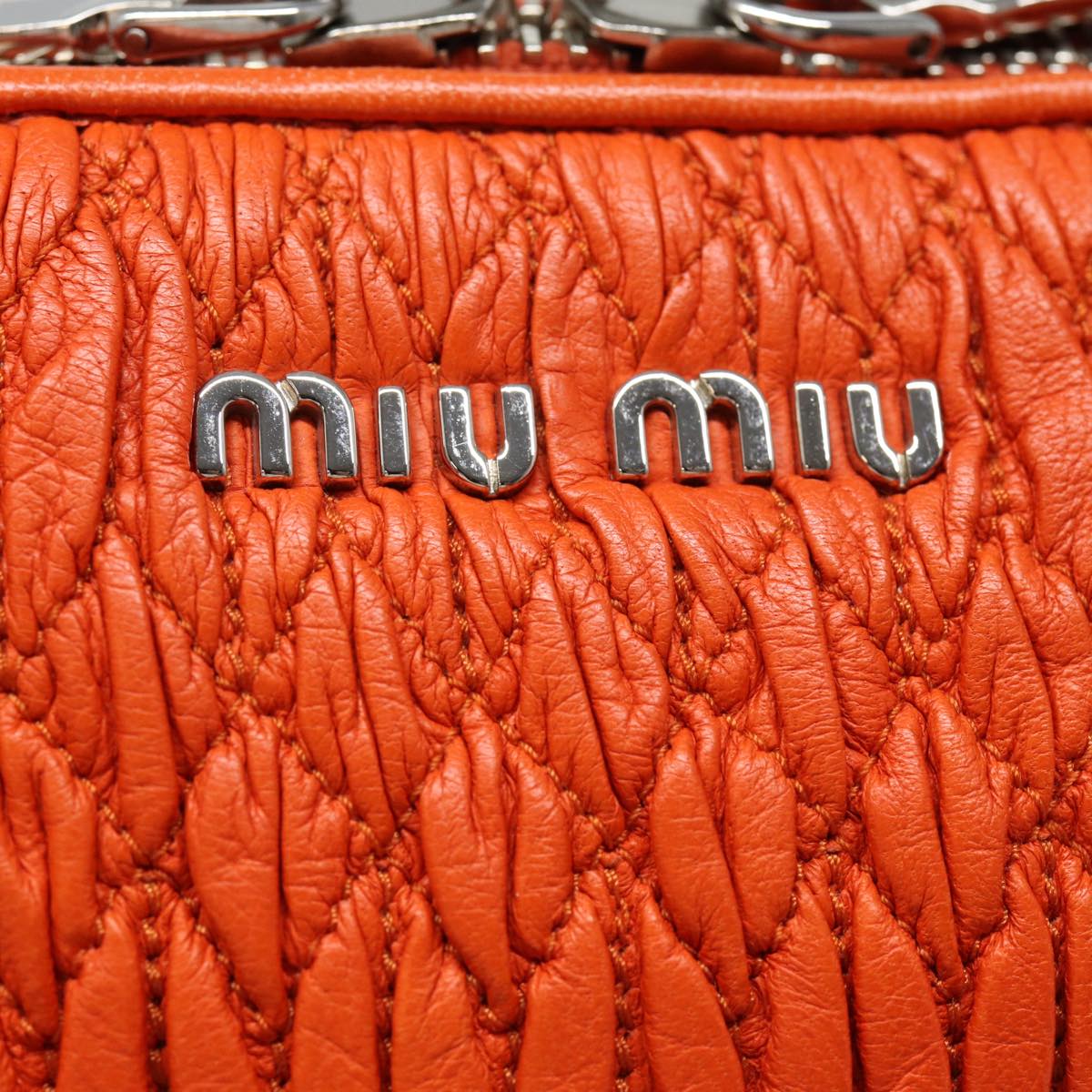 Miu Miu Matelassé, Orange, Leather, shoulder