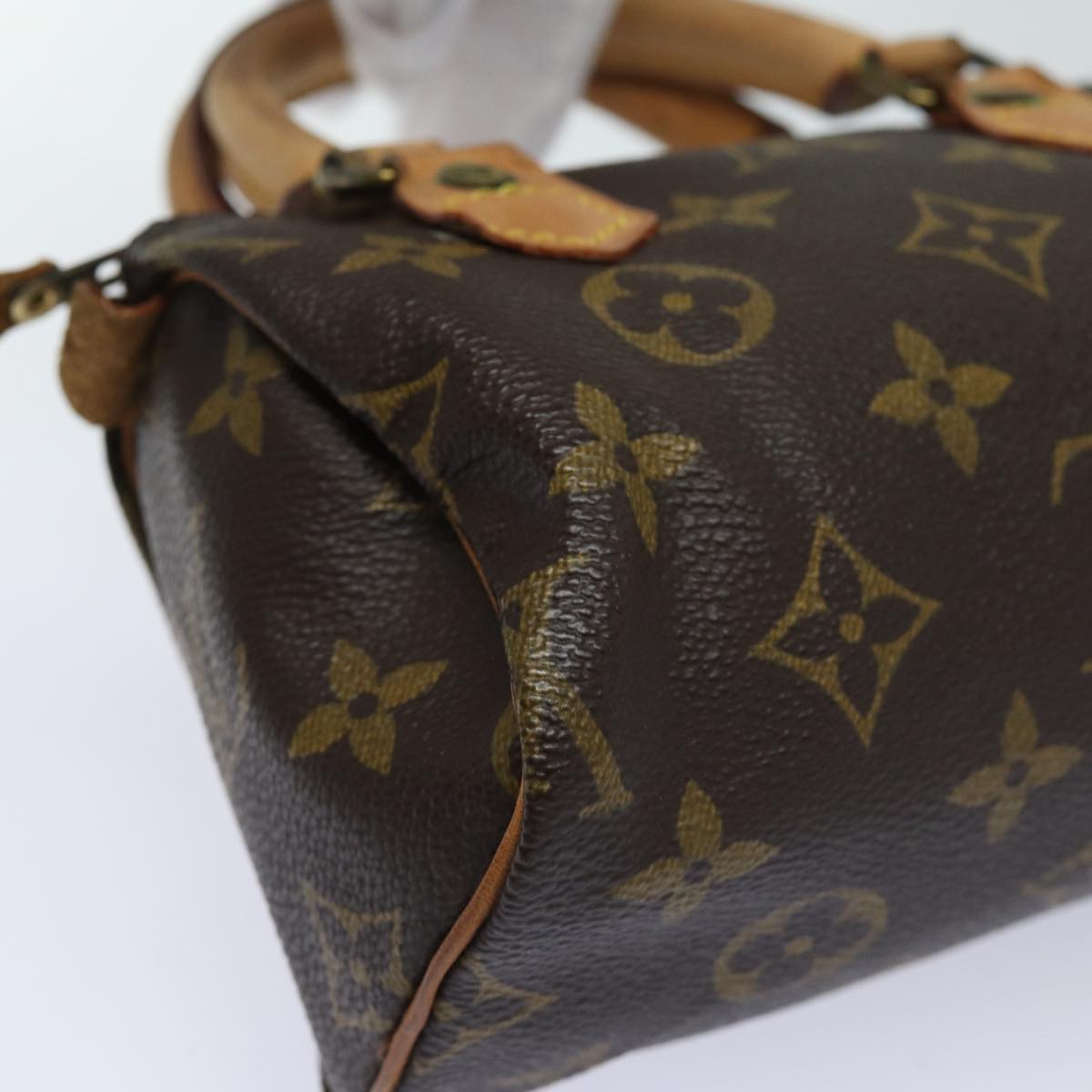 Louis Vuitton Nano Speedy, Brown, Canvas, handbag