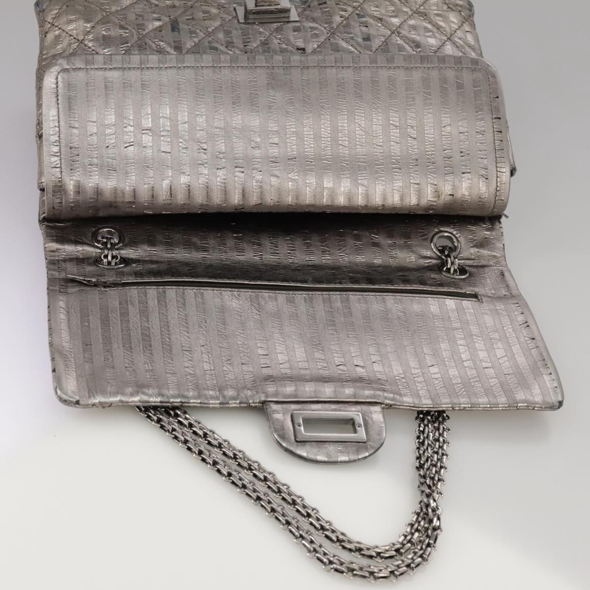 "Chanel 2,55", Silver, Leather, shoulder