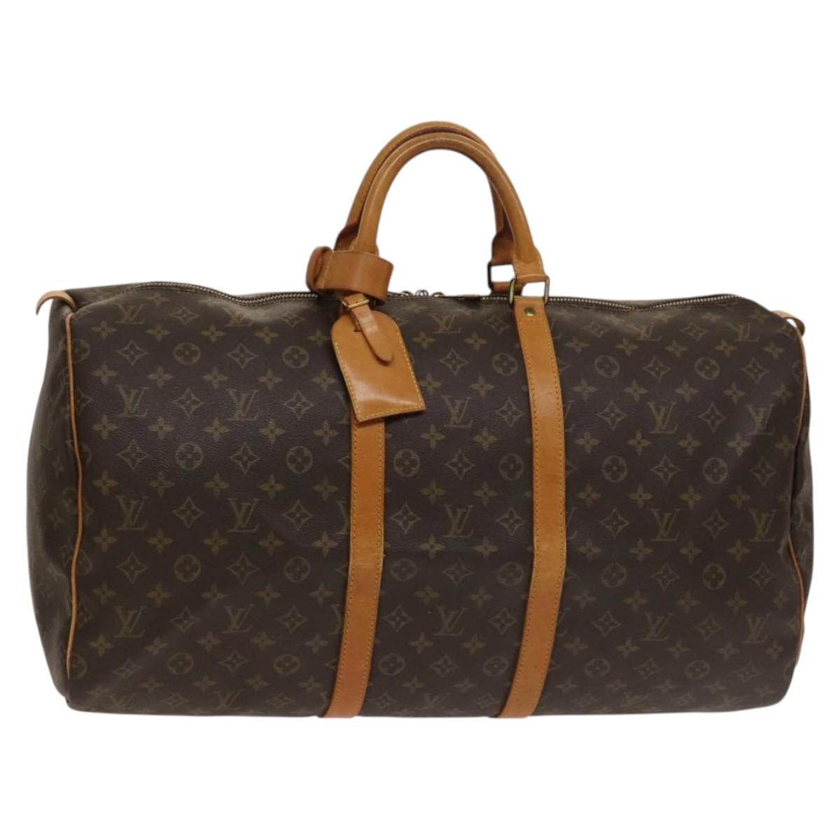 Louis Vuitton Keepall 55, Brown, Canvas, travel