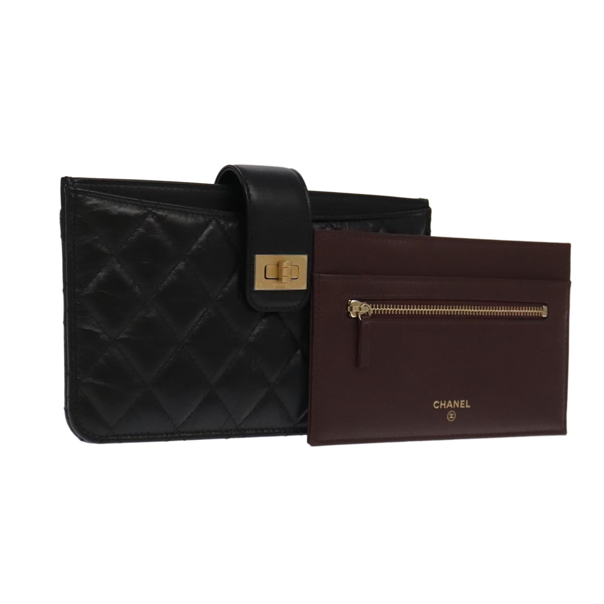 "Chanel 2,55", Black, Leather, wallet