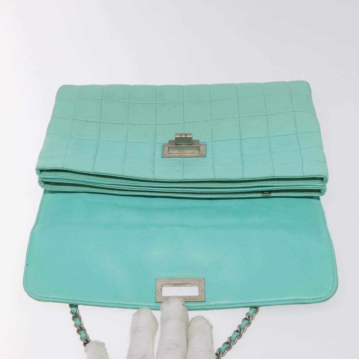 Chanel Chocolate bar, Blue, Leather, shoulder