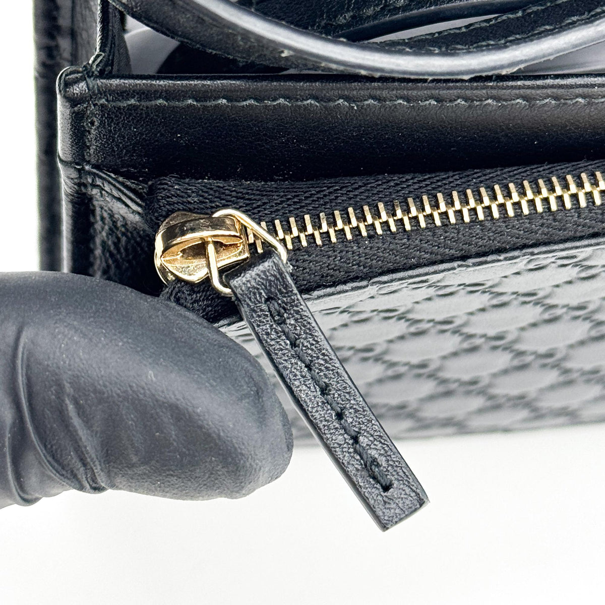 Gucci Wallet on Strap Microguccissima Leather, Black, Leather, Crossbody Bag
