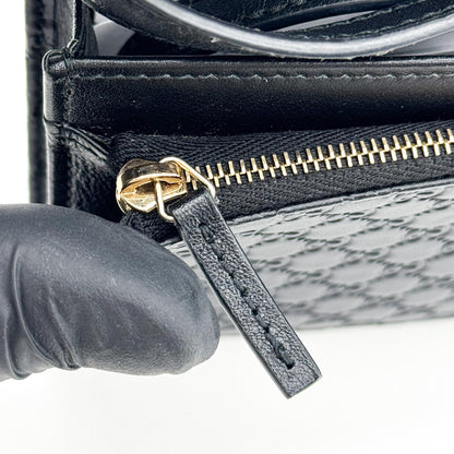 Gucci Wallet on Strap Microguccissima Leather, Black, Leather, Crossbody Bag