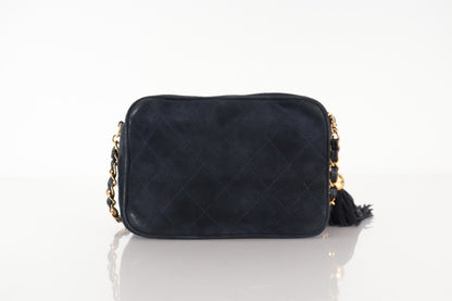 Chanel Shoulder Suede Patchwork, Black, Suede, Shoulder Bag